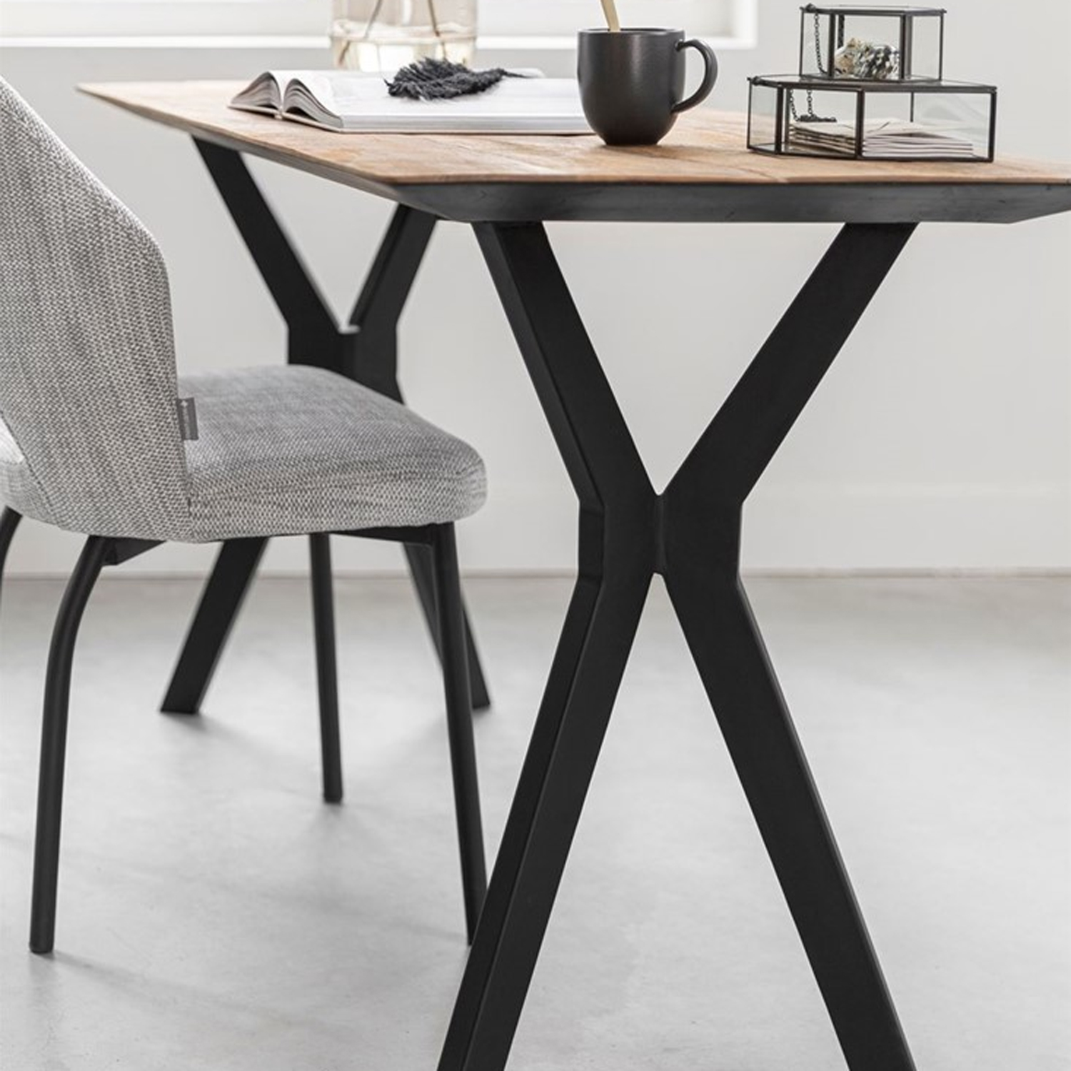 DTP Home Schreibtisch Metropole 150 x 60 cm recyceltes Teakholz massiv Metall