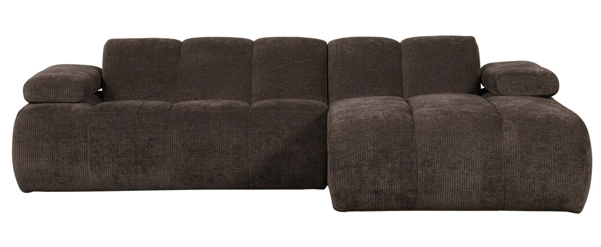 woood Chaiselongue Sofa MOJO rechts gerippter Stoff braun