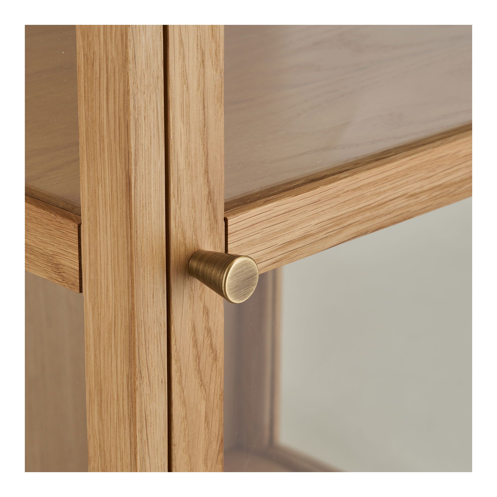 Schrank Vitrine Lamora mit 1 Tür H 180 cm  aus Eichenholz