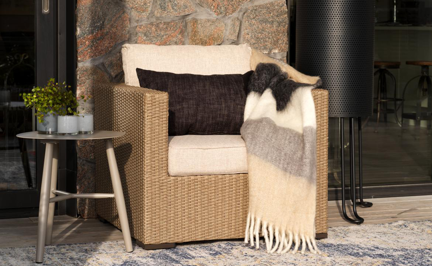 Garten Lounge Sessel Funkia Kunstrattan beige