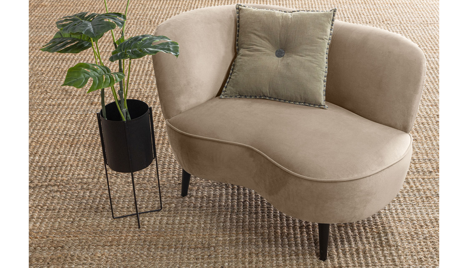 Lounge Sessel Sara links Samt khaki