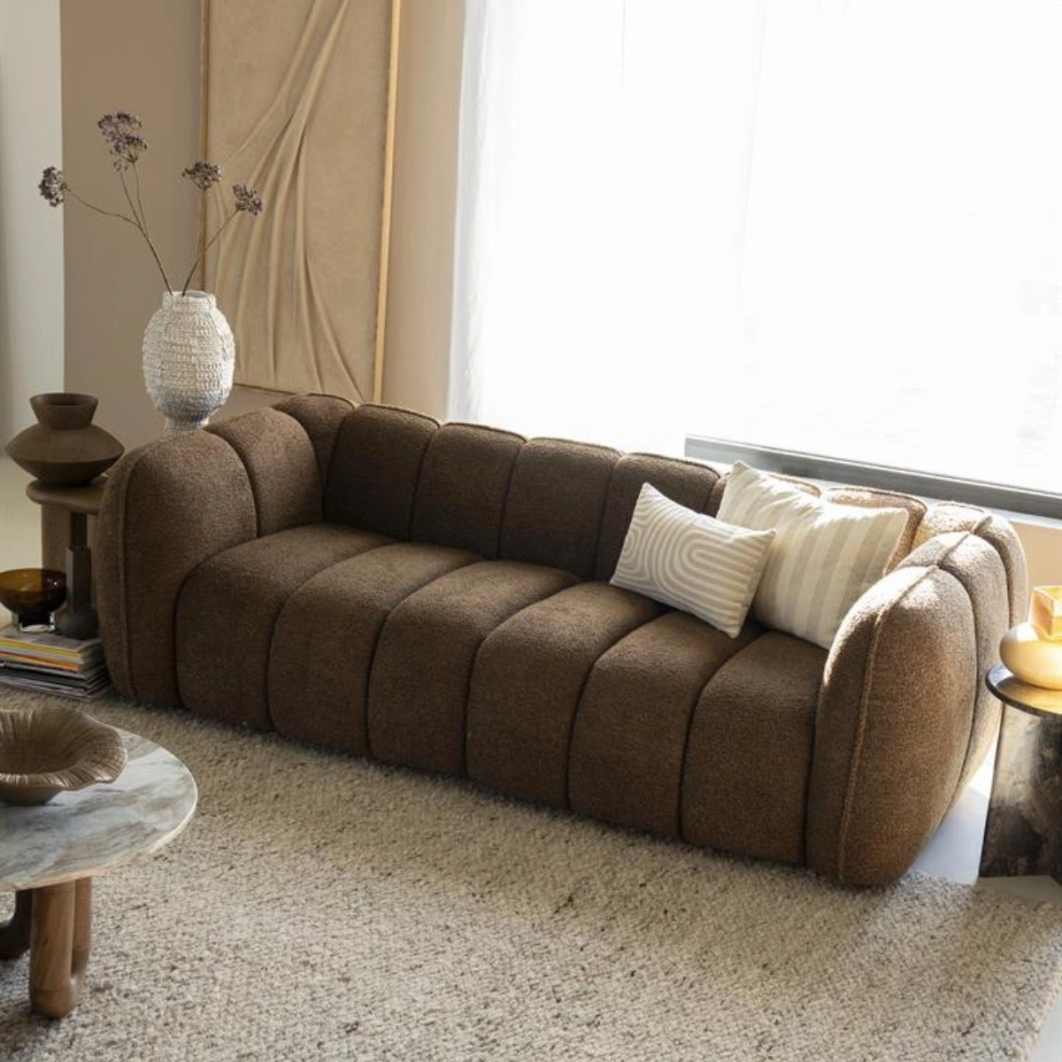 BY-BOO Sofa Cubetto braun 220 cm Stoffbezug