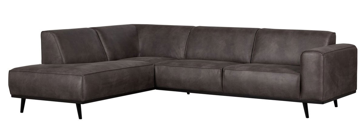woood Ecksofa Statement Eco Leder dunkelgrau Chaiselongue links