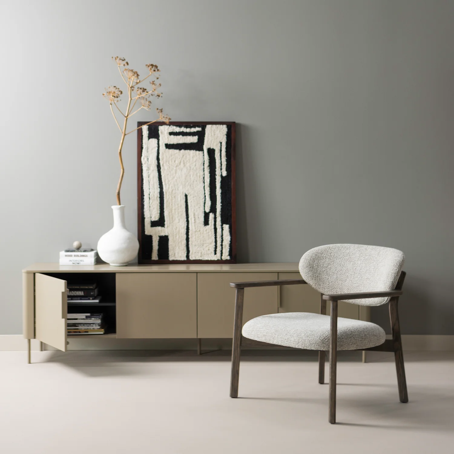 Sessel UDAR Eichenholzgestell Webstoff braun melange