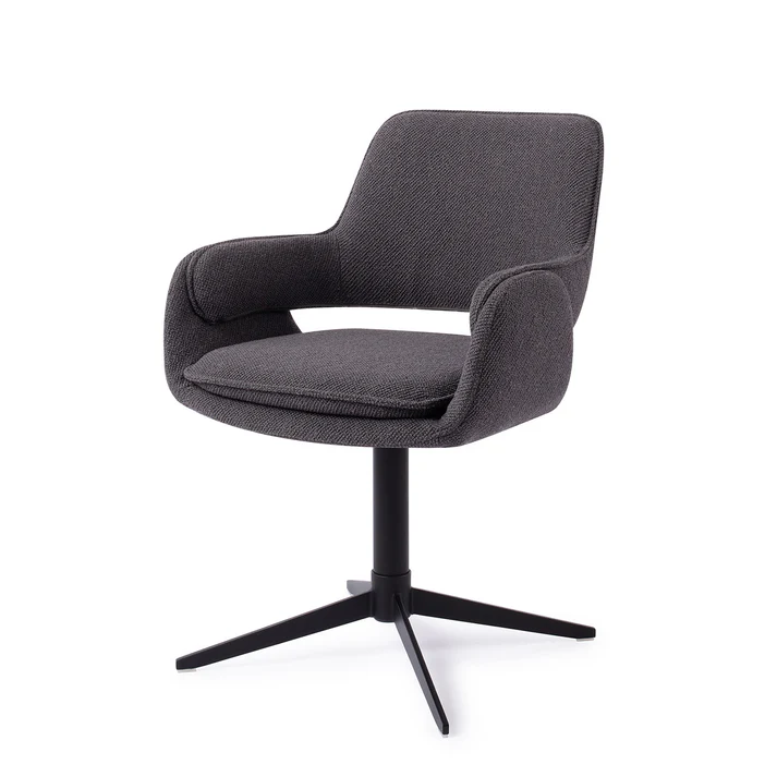 Esszimmerstuhl Oketo drehbar – Indigo Ink mit Gestell in Metall schwarz