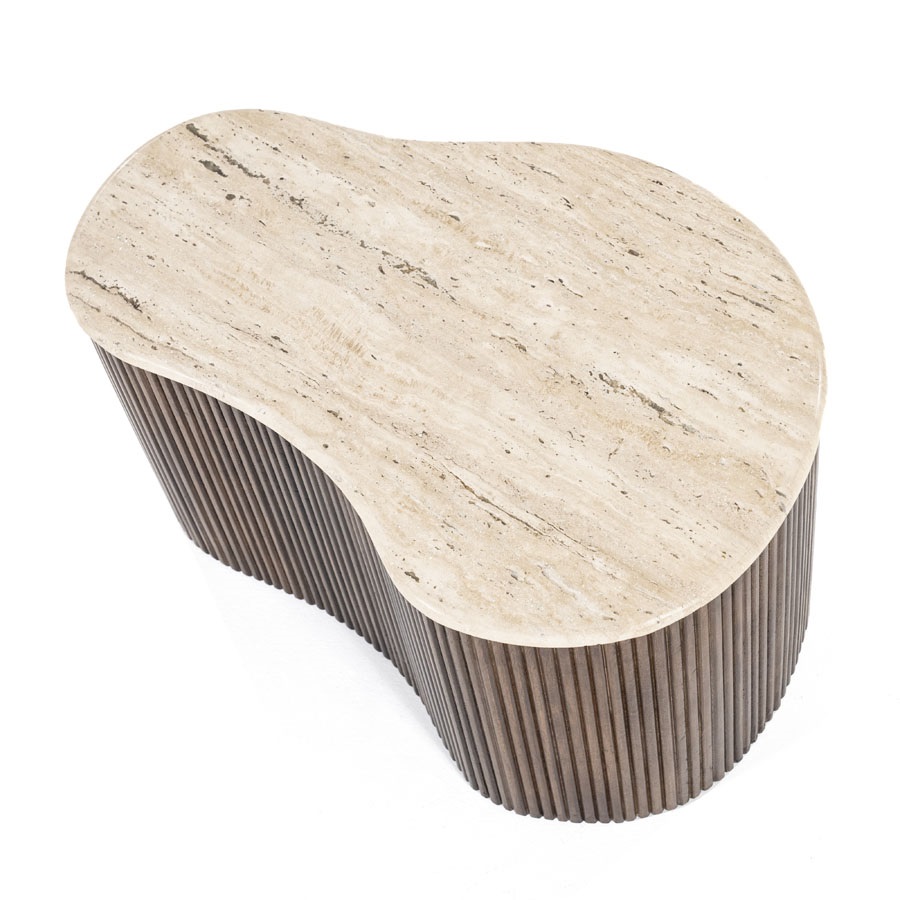 Couchtisch BARI 70 cm Mangoholz Naturstein organisch