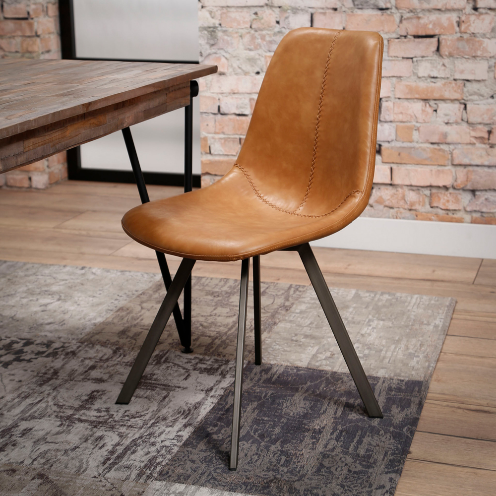 Esstischstuhl SADDLE Kunstleder braun Vierfußstuhl Stuhl Dinnerstuhl Esszimmerstuhl