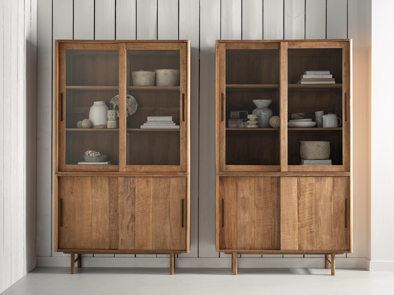 Vitrine Vitrinenschrank Bliss H 210 cm recyceltes Teakholz