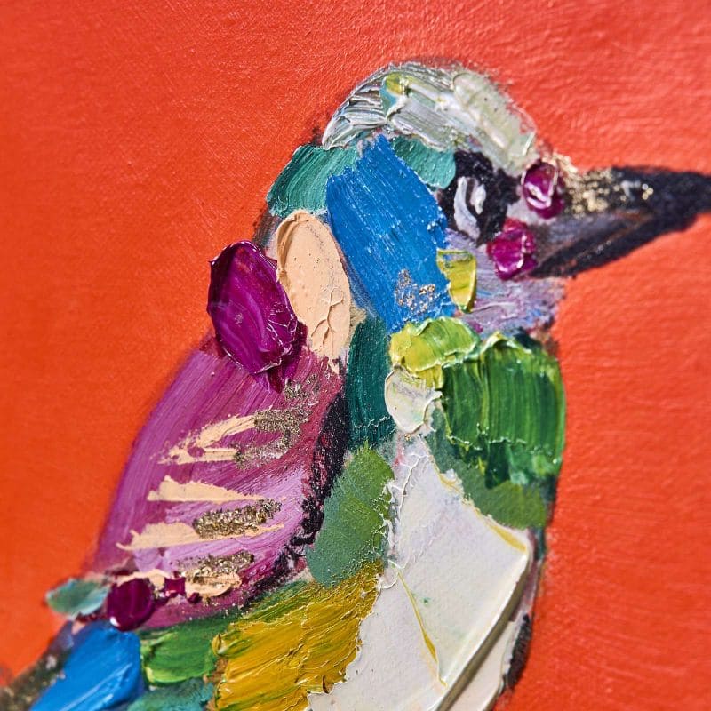 Bild 30 x 30 cm Zwitscherklang Vogel Bird Acryl Leinwand rot