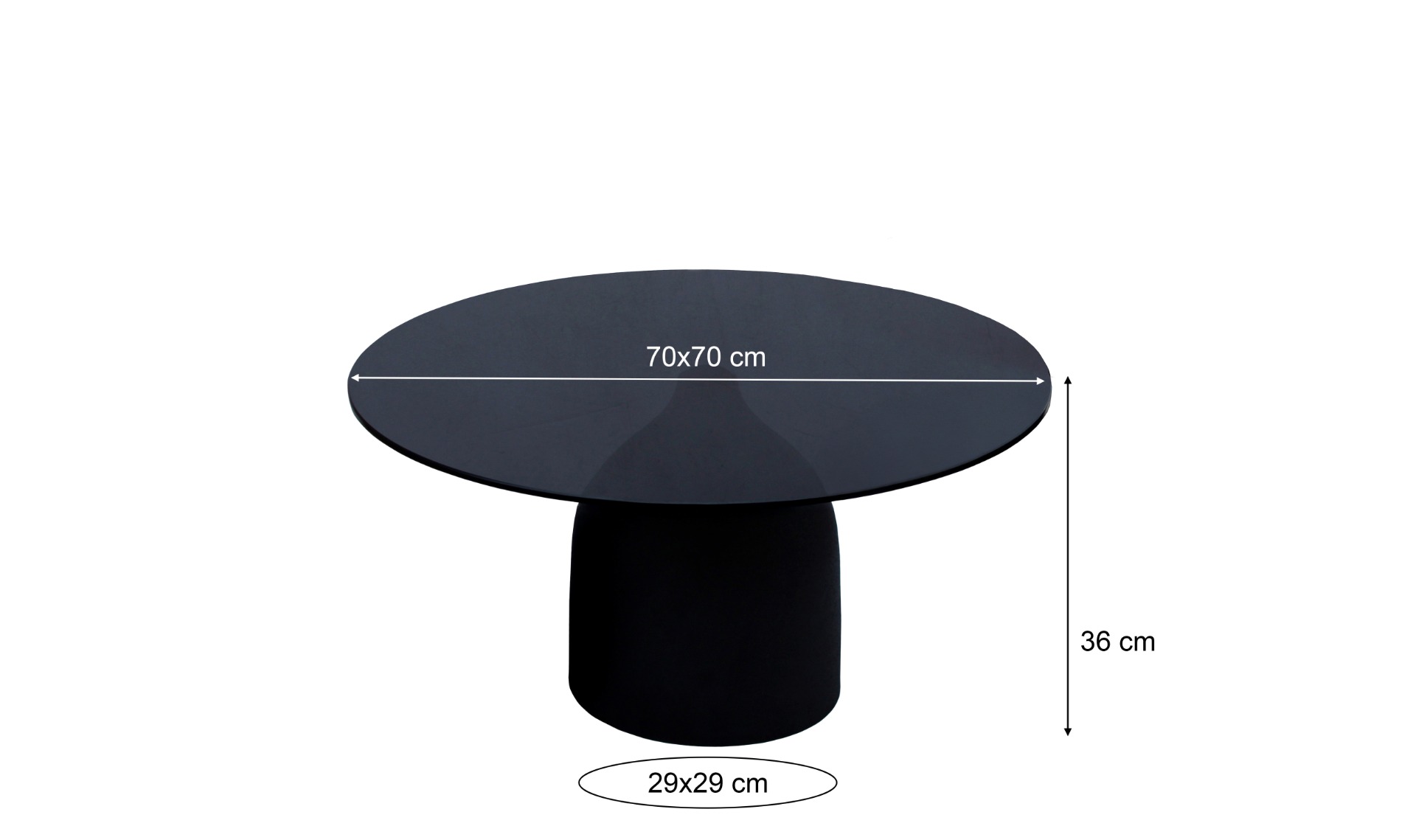 Couchtisch Isa rund Ø 70 cm Glasplatte schwarz