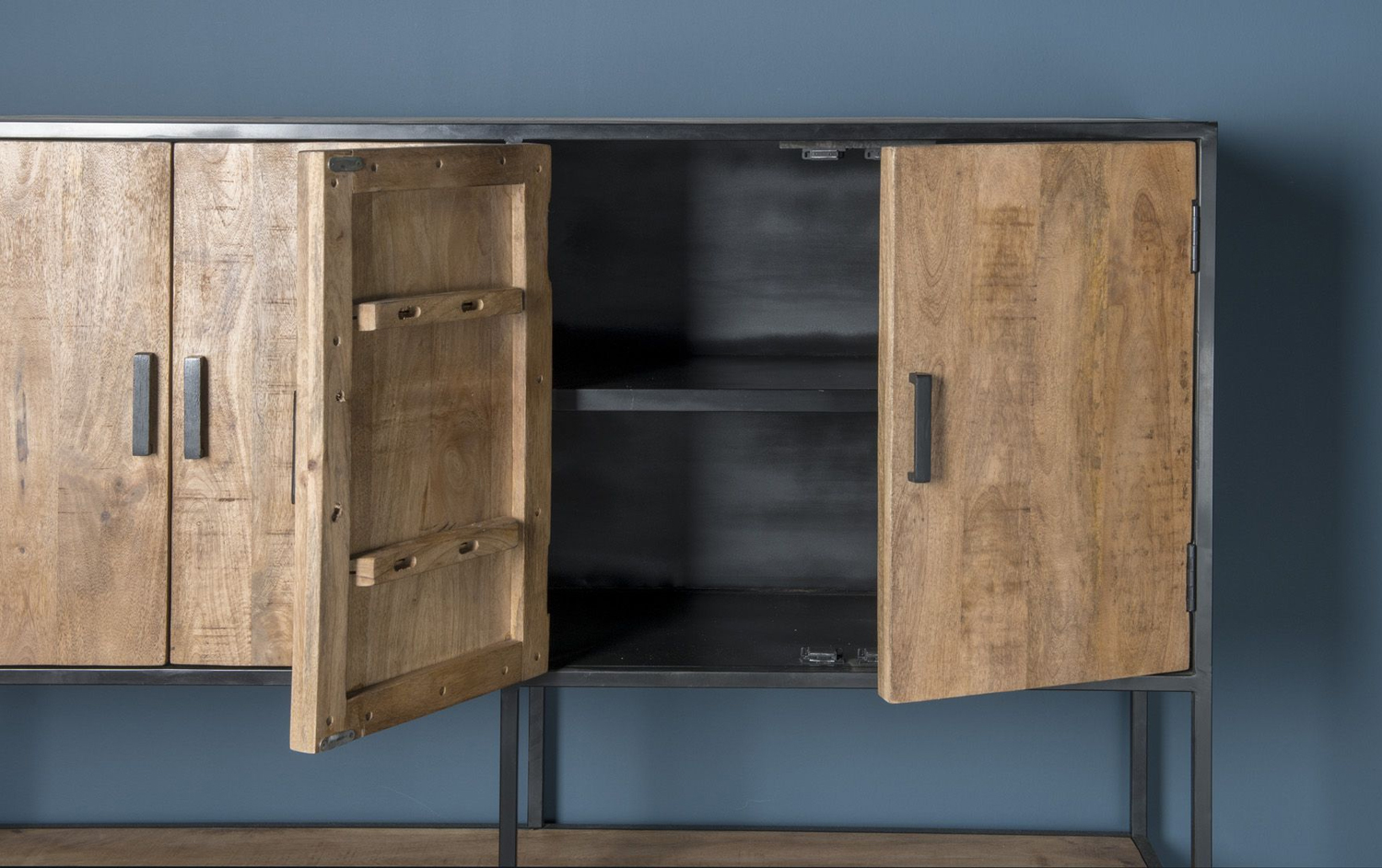 Highboard Schrank Sturdy B 160 cm Mangoholz Metall