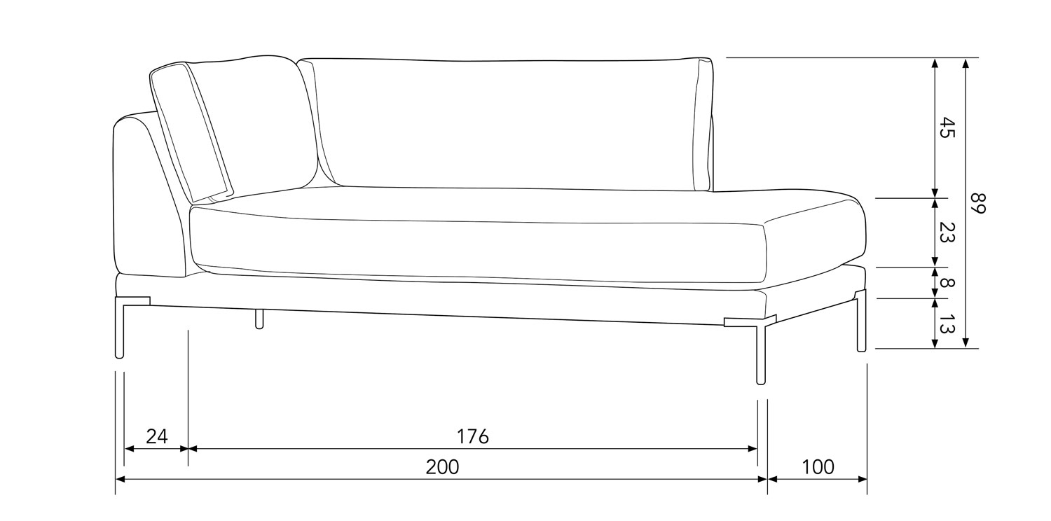 vtwonen Lounge Element rechts Couple Webstoff sandfarben Melange Couch Sofa
