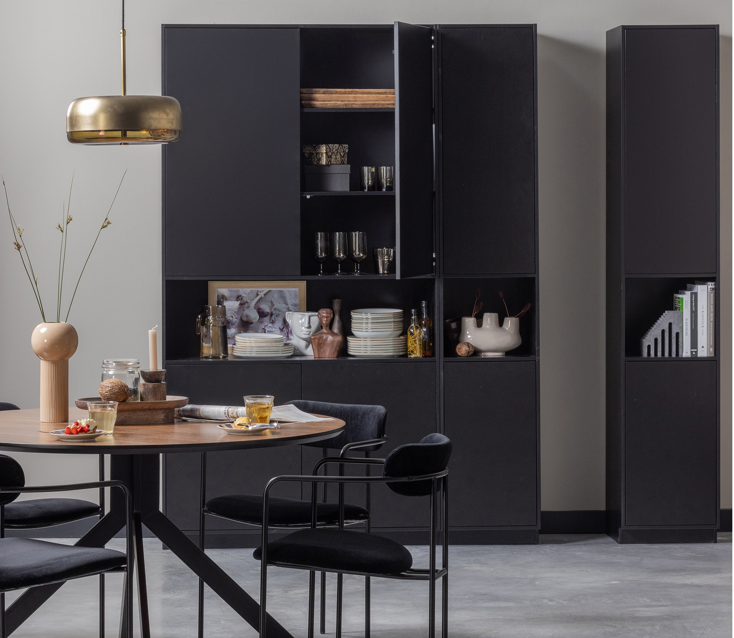 woood Schrank Finca H 210 cm Schrank Kiefer schwarz