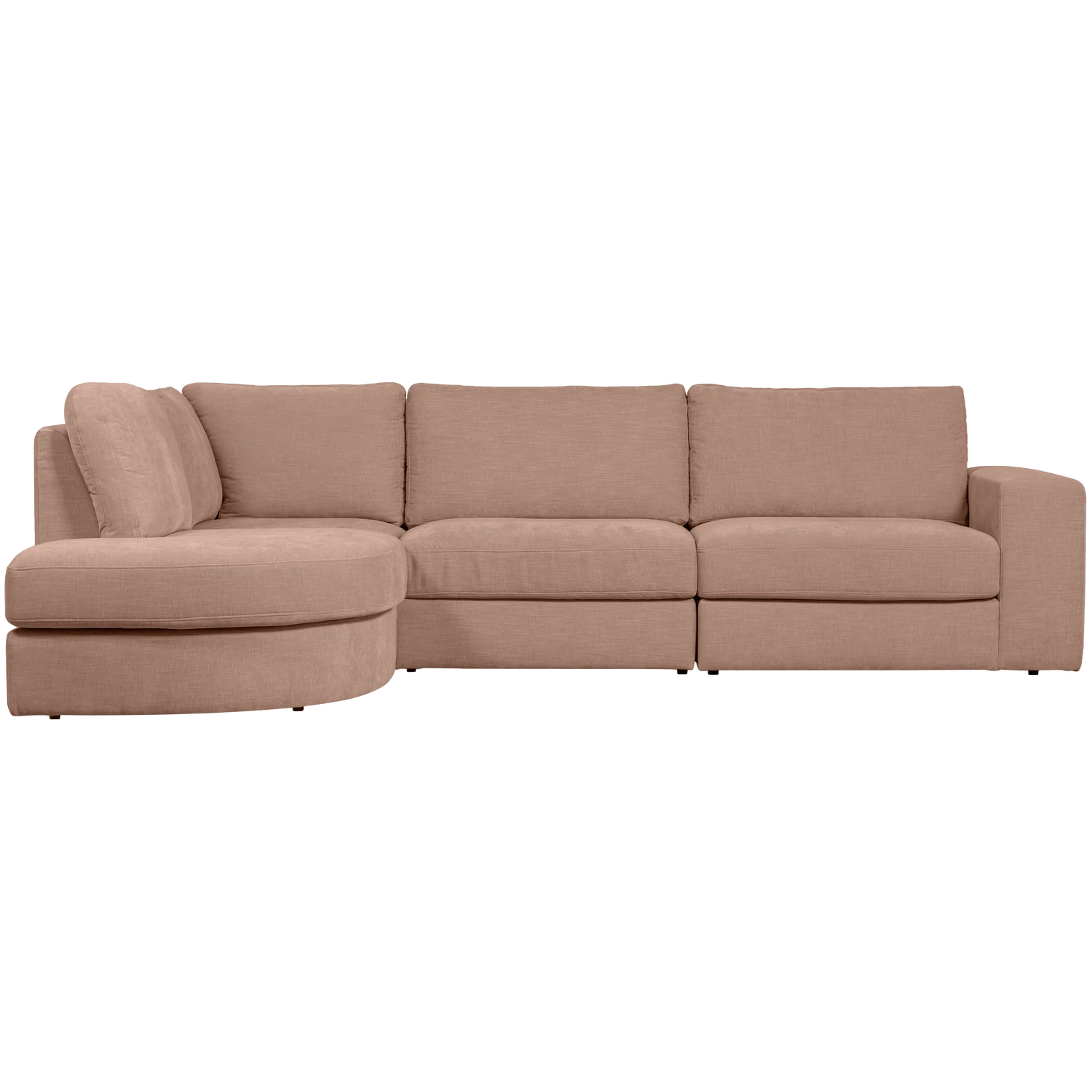 Ecksofa FAMILY Webstoff rosa Recamiere mit Rundung links
