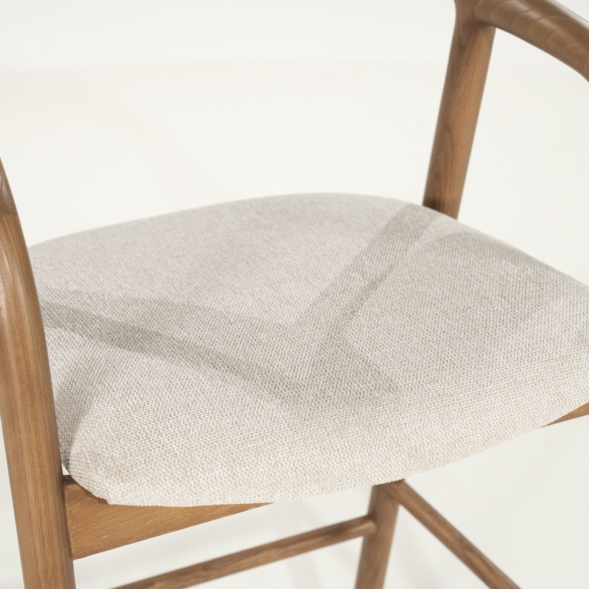 Barstuhl Rayven SH 75 cm Barhocker Esche Massivholz Bezug beige