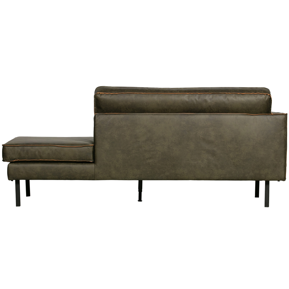Sofa Chaiselongue RODEO Recamiere links recyceltes Leder armygrün