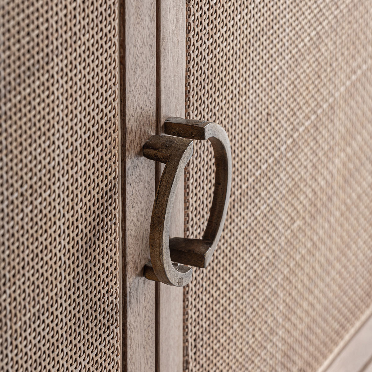 Sideboard BECKLEY 220 cm Rattangeflecht Mangoholz hellbraun Kommode