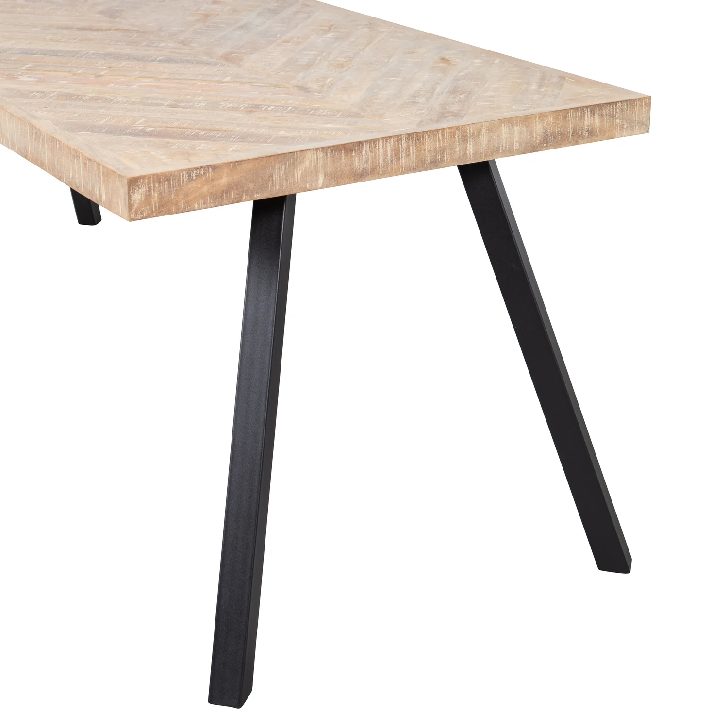 Esstisch TABLO SQUARE Legs 200 x 90 cm Mangoholz Fischgrätenmuster white wash