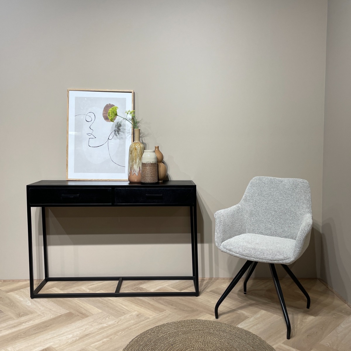 Konsolentisch Kala 120 x 35 cm Mangoholz Metall schwarz Anstelltisch