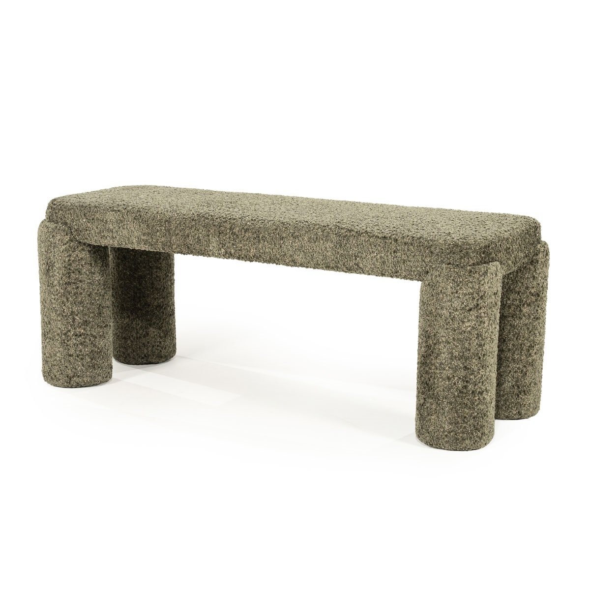 Bank Hocker Omla 119 cm Stoff grün Sitzbank Esstischbank