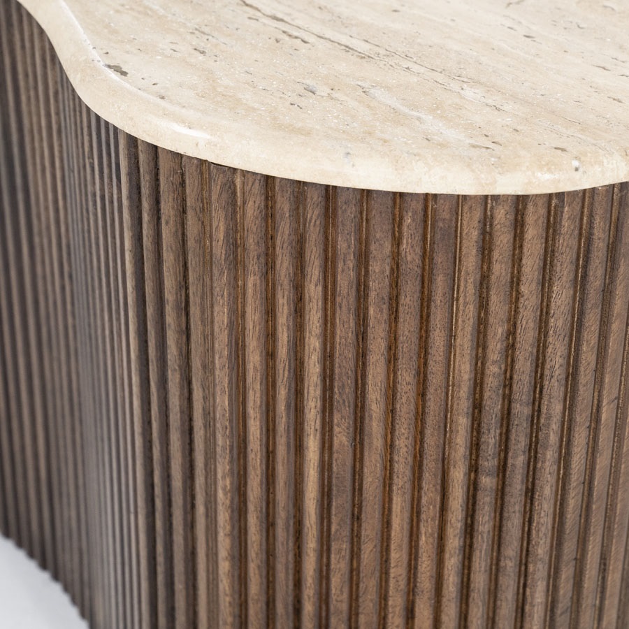 Couchtisch BARI 70 cm Mangoholz Naturstein organisch