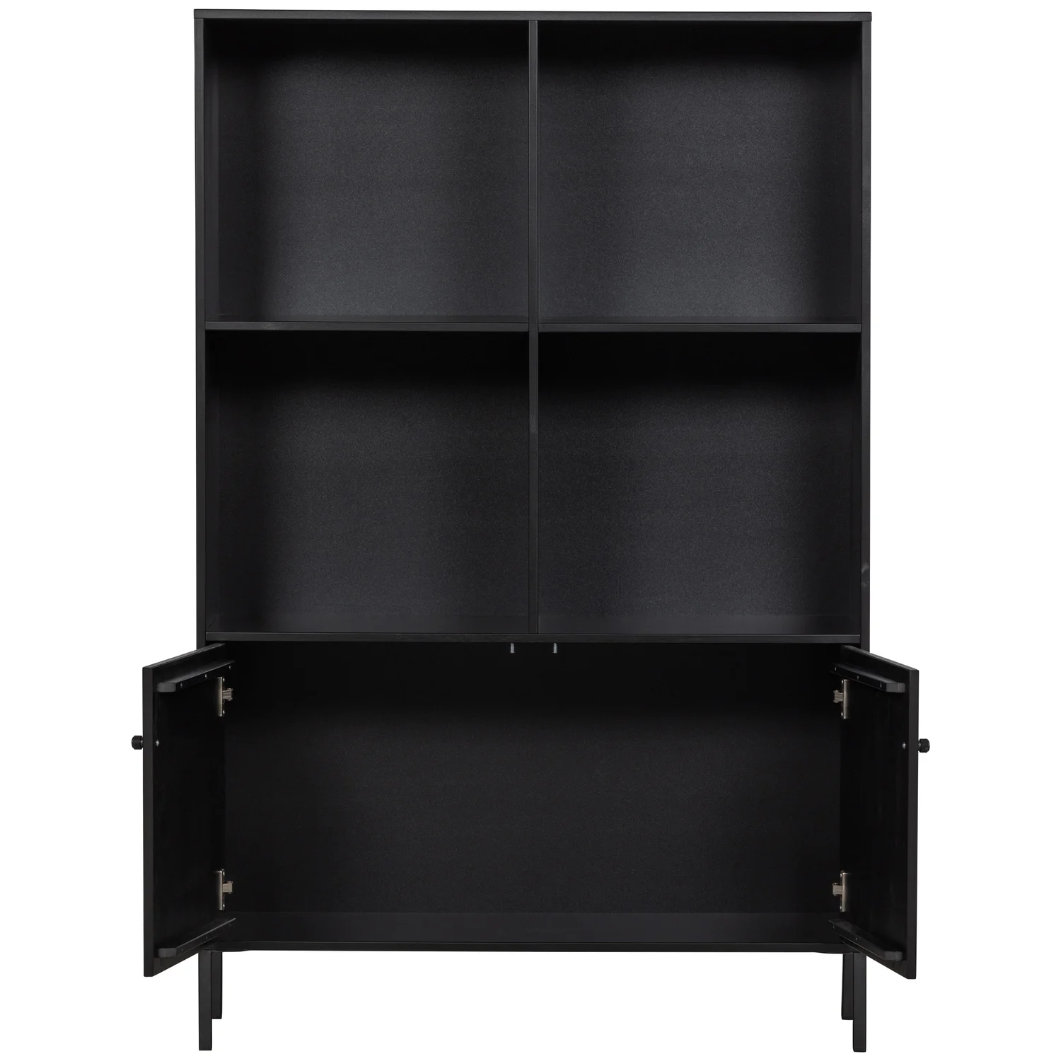 Regal offener Schrank XAM H 155 cm grau Kiefer schwarz FSC-zertifiziert