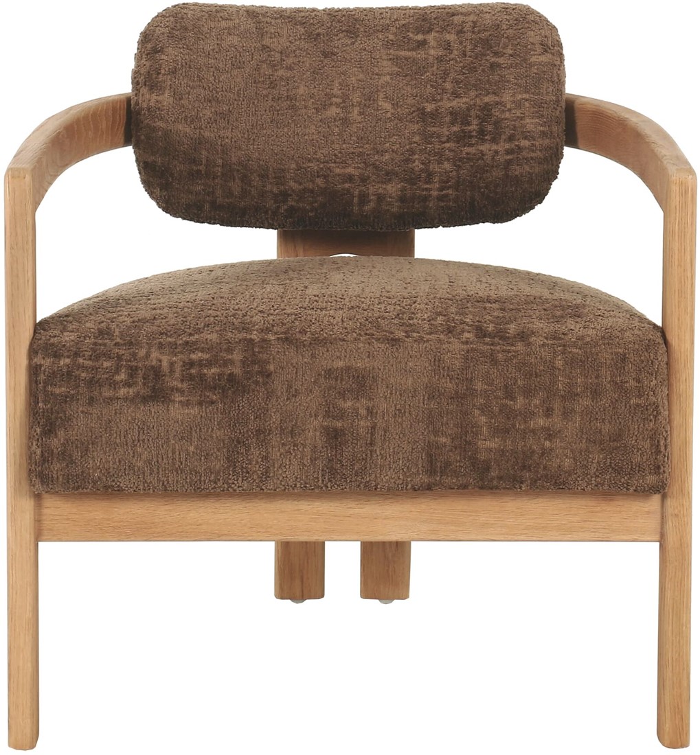Lounge Sessel Kelly Chenille braun Holzgestell natur