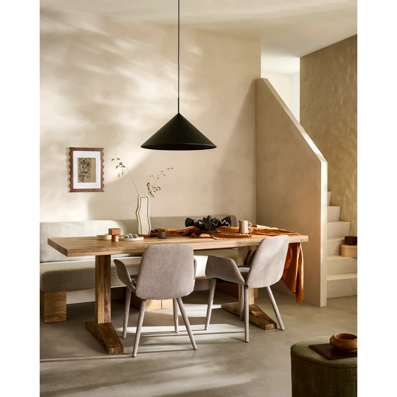 Esszimmerbank EAT UP 110 cm Eichenholz natur mit Sitzkissen beige
