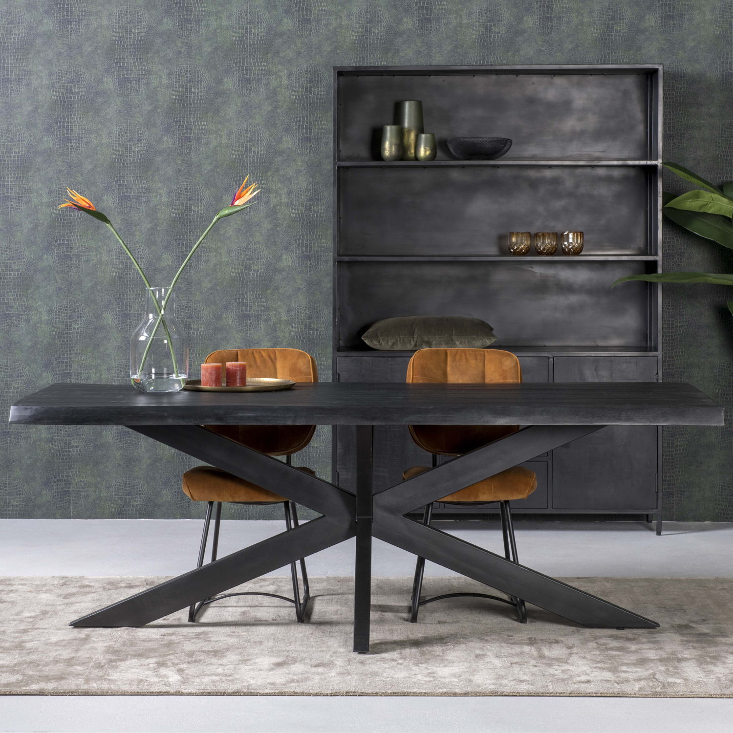 Esstisch Tree Top Spider 220 x 100 cm Mangoholz schwarz