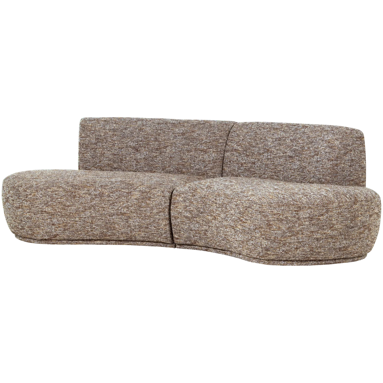 4 Sitzer Sofa BATAVIER halbrund Webstoff Melange hellbraun
