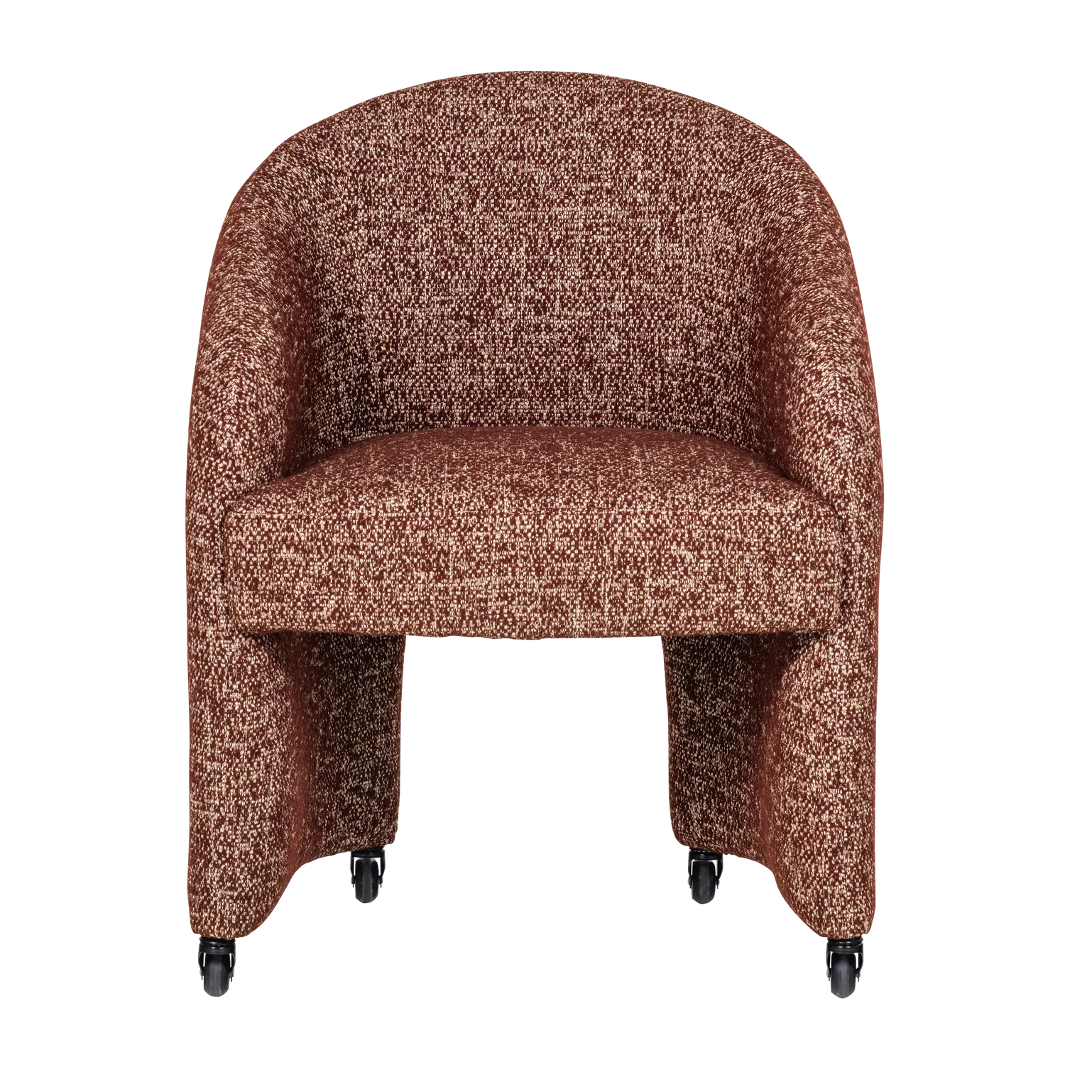 Armlehnstuhl CORDO auf Rollen Melange Stoff rostbraun