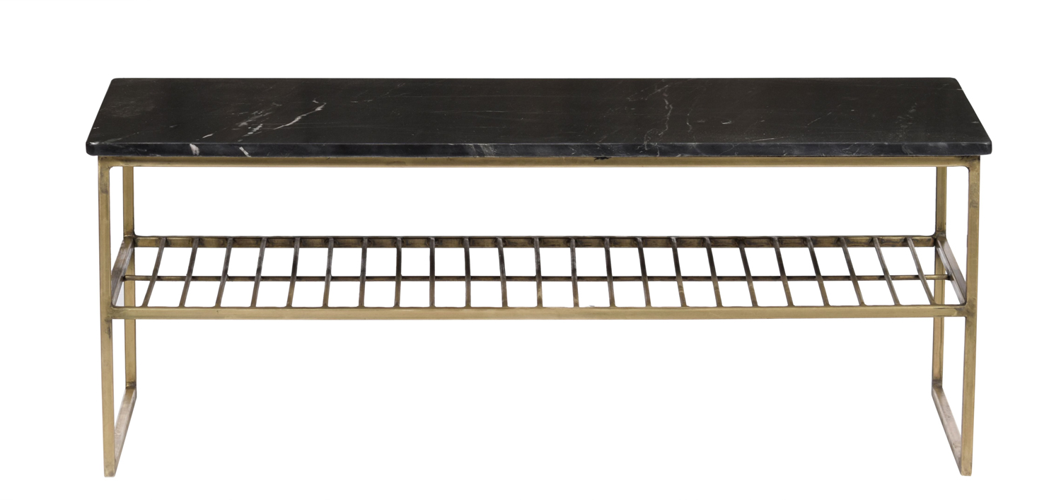 Couchtisch Dian Marble 90 x 40 cm Metall Gold Marmor schwarz