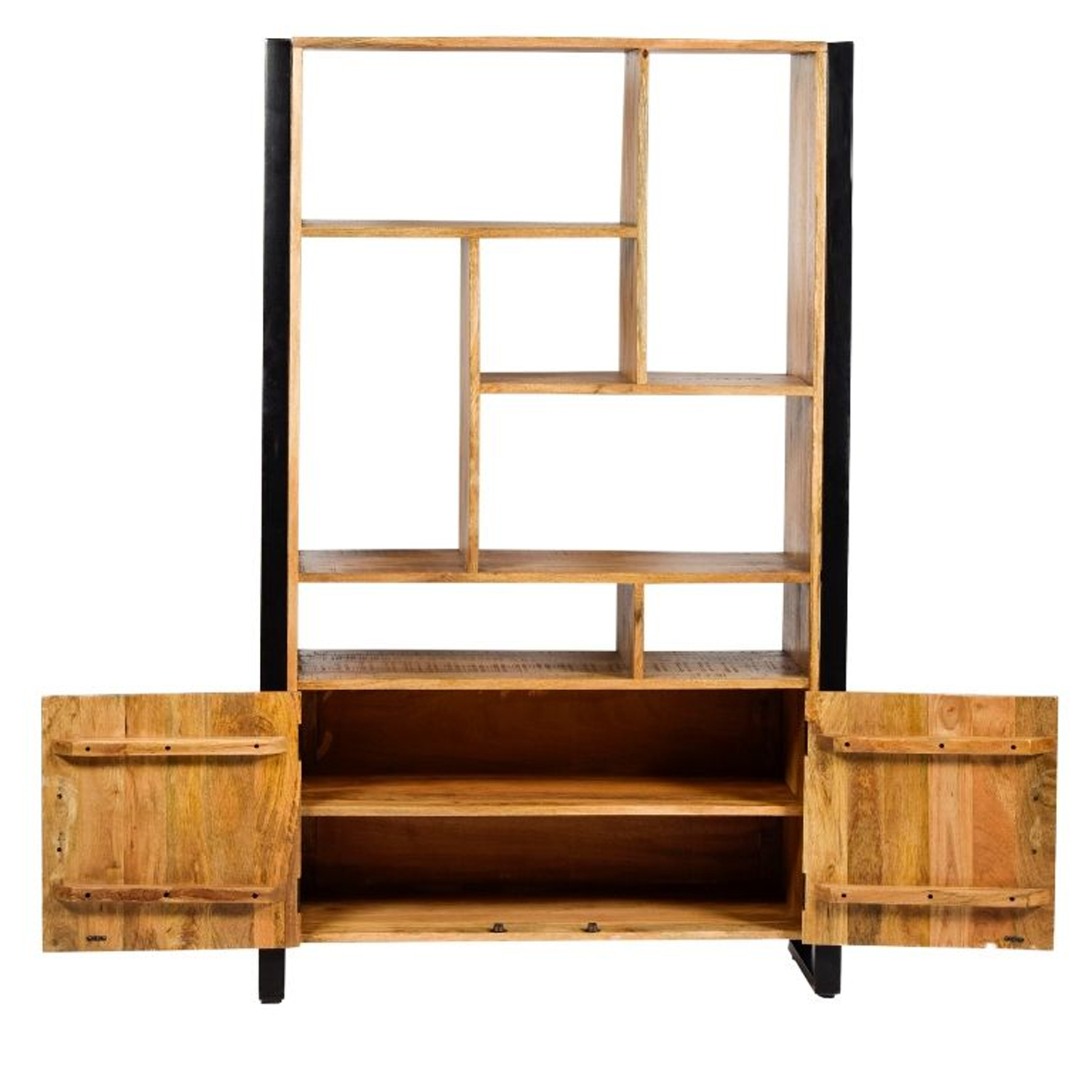 Schank Regal mit Türen Nairobi B 110 cm Mangoholz massiv Bücherschrank