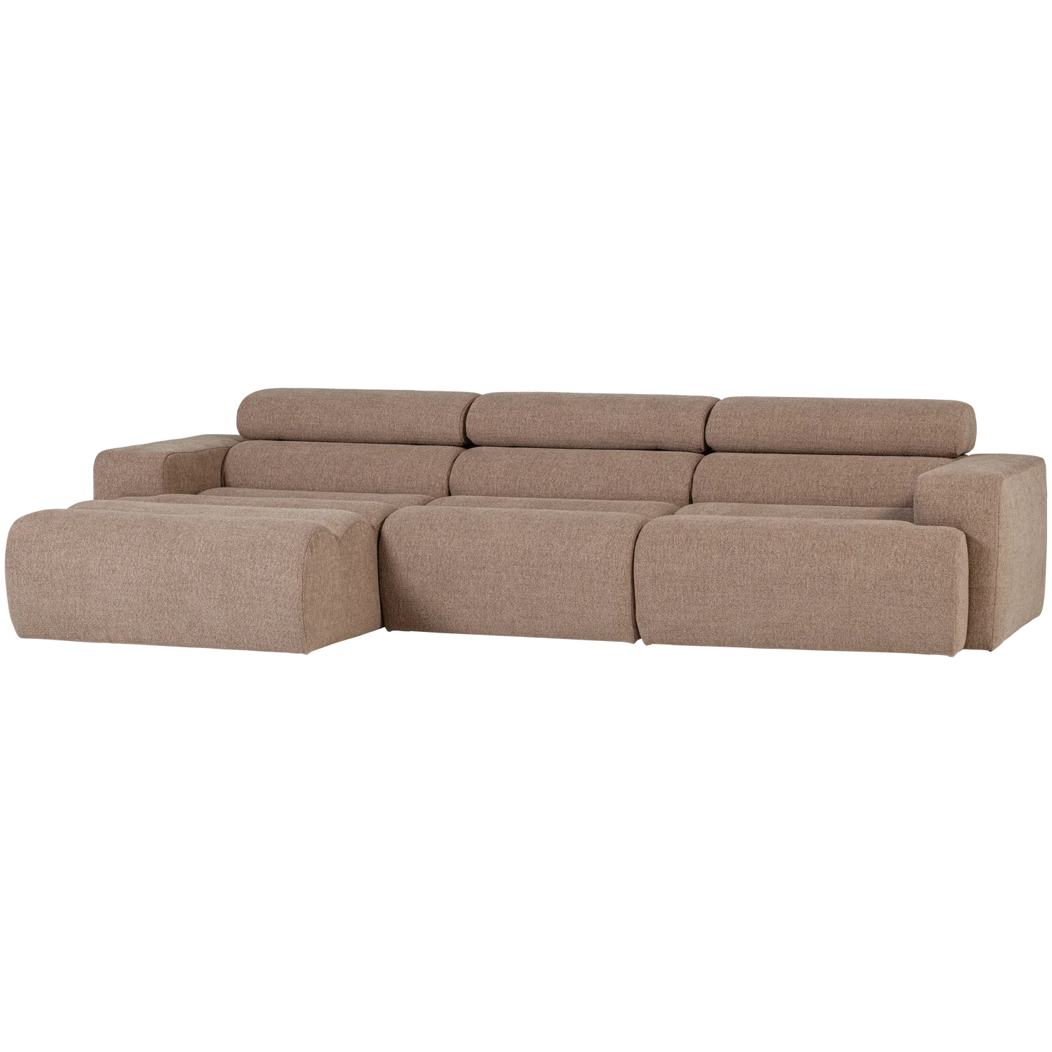 Ecksofa Sofa NOVI Bezug Bouclé taupe Chaiselongue links