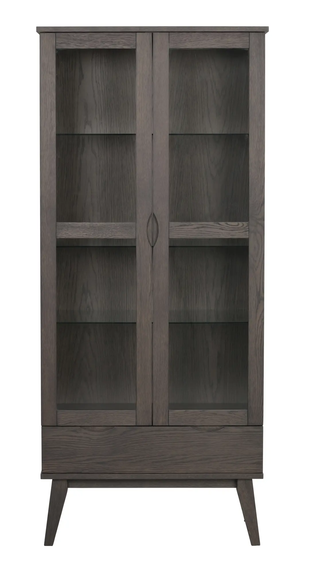 Vitrinenschrank VLIPPA H 185 cm mit 2 Türen Eiche dunkelbraun