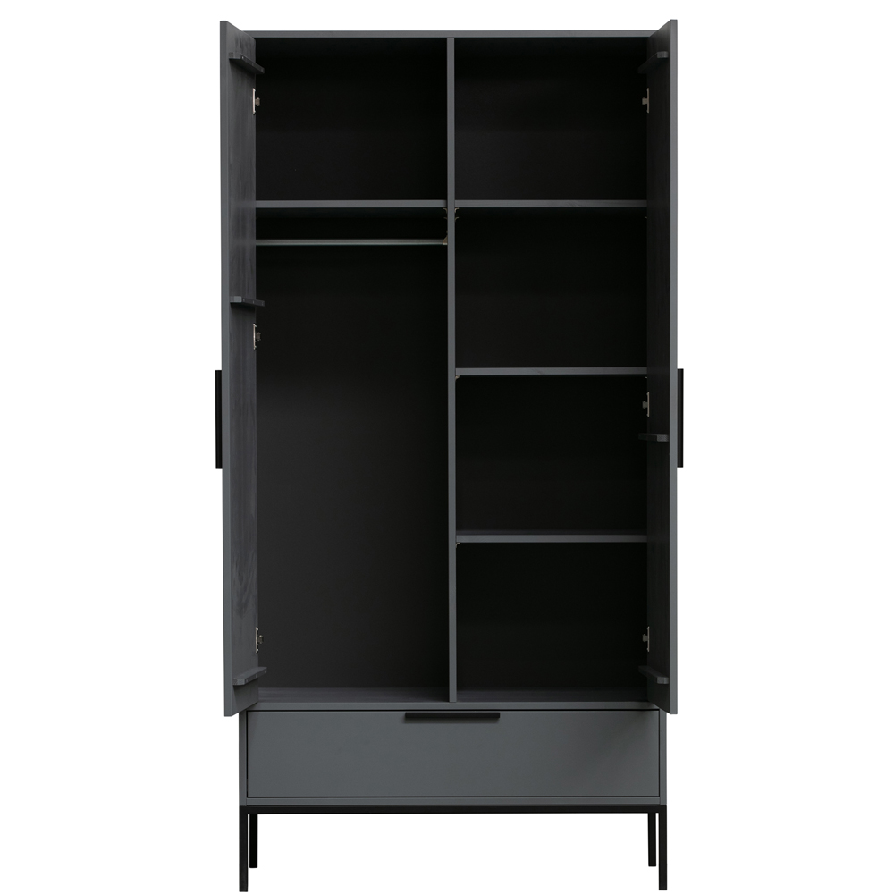 woood Schrank Kleiderschrank Adam grau 100 cm Kiefer