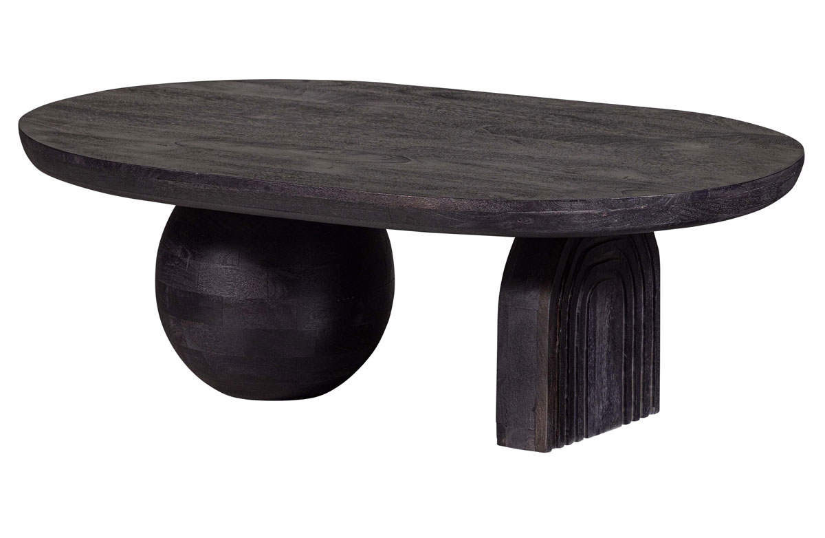 Couchtisch Steppe 110 x 72 cm oval Mangoholz schwarz