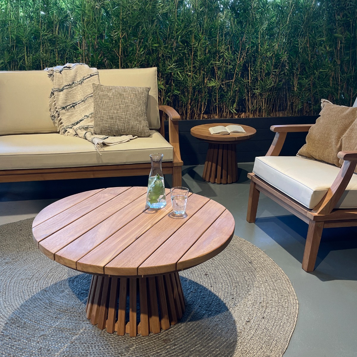 Garten Couchtisch Cindo Ø 80 cm Teakholz natur  