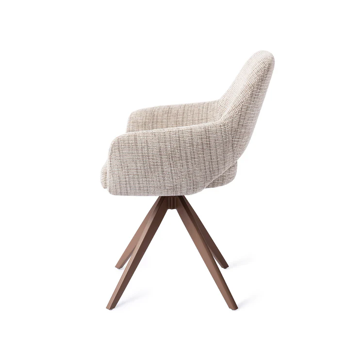 Esszimmerstuhl Yanai – Caramel Grid mit Drehgestell in Metall braun