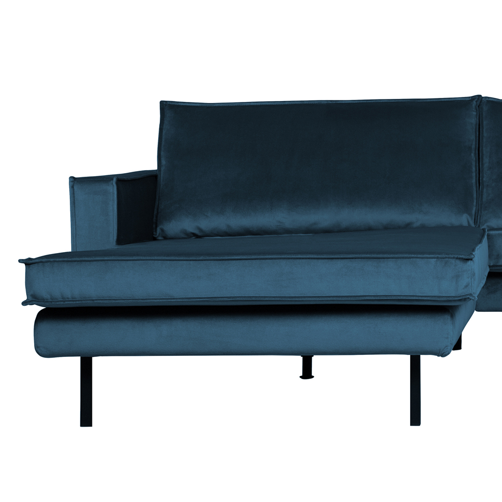 Ecksofa Rodeo Samt blau Recamiere Links