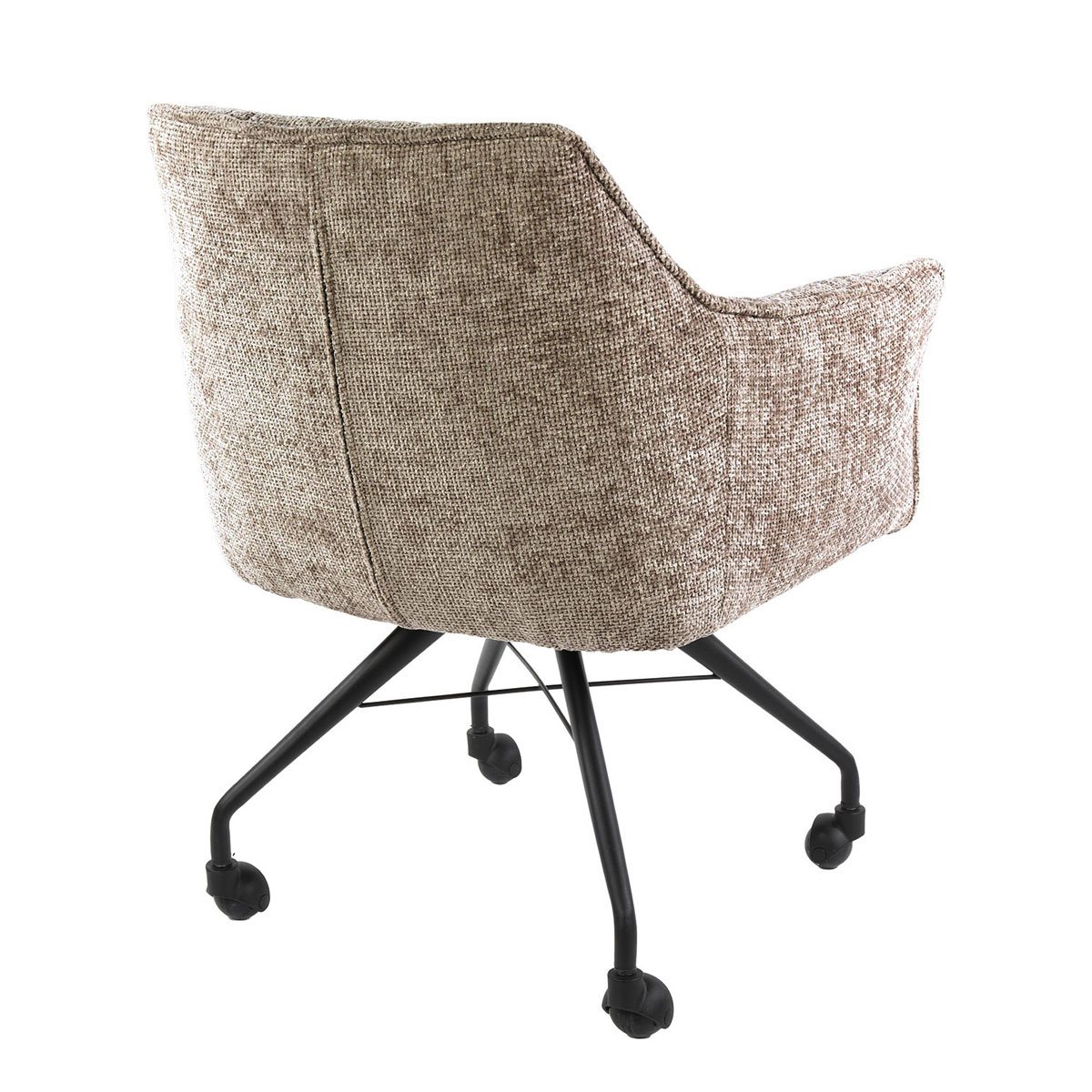 2er Set Armlehnstuhl Fino auf Rollen Chenille Stoff sandfarben