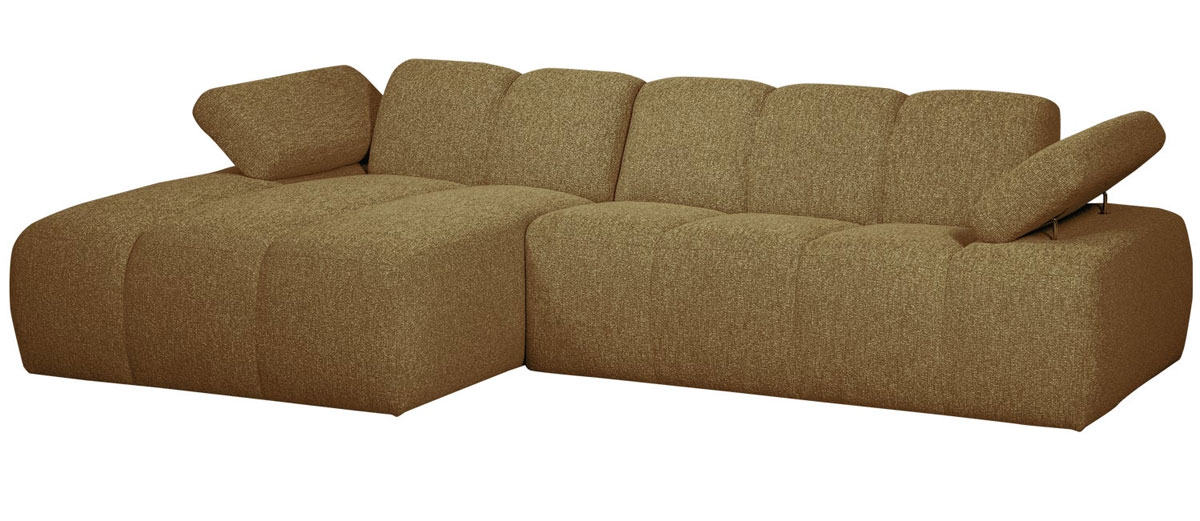 woood Chaiselongue Sofa MOJO links Bouclé gelbbraun melange