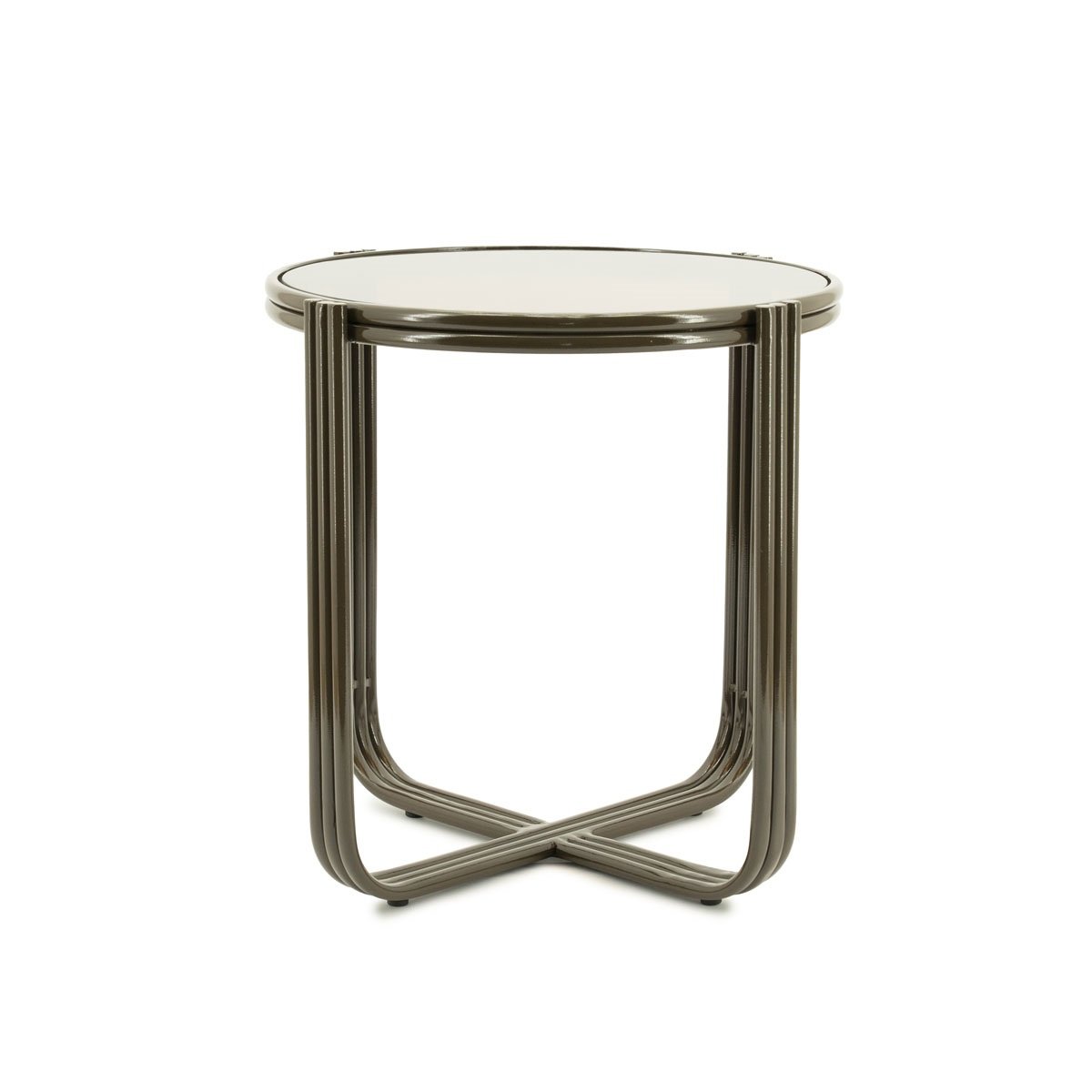 Couchtisch Groovy Ø 42,5 cm mit Glasplatte braun