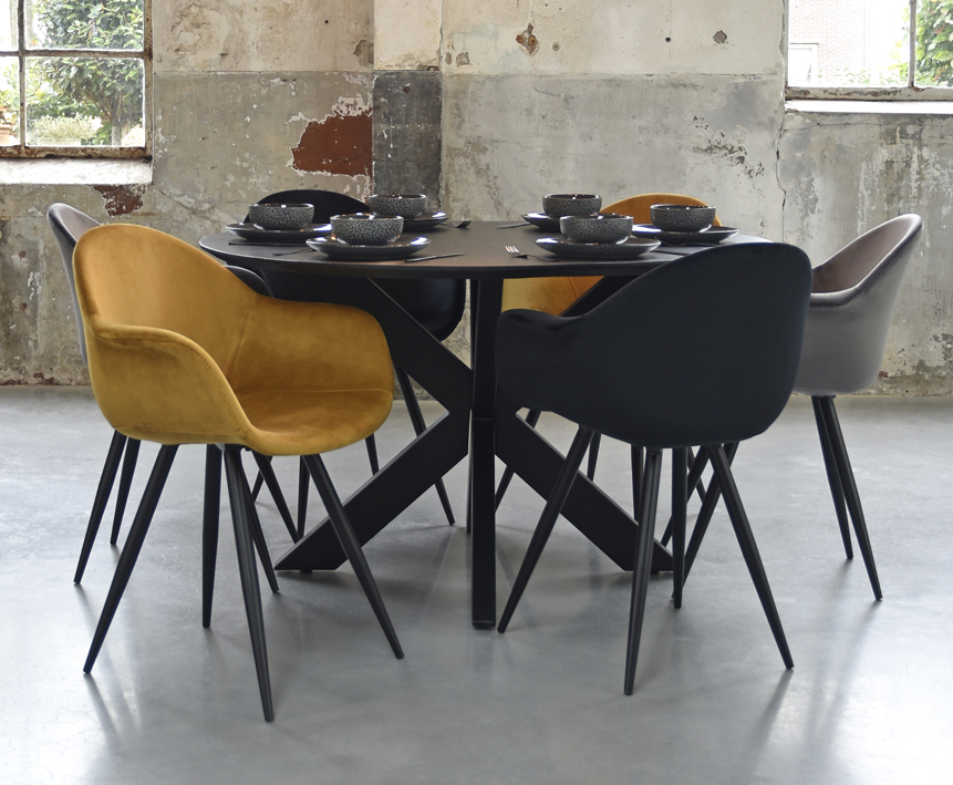 Esstischstuhl Morli Samt Velvet grau Schalenstuhl Stuhl