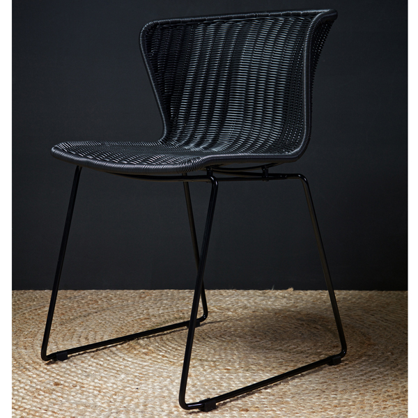 2er Set Esszimmerstuhl WINGS schwarz Stuhl Kunstrattan