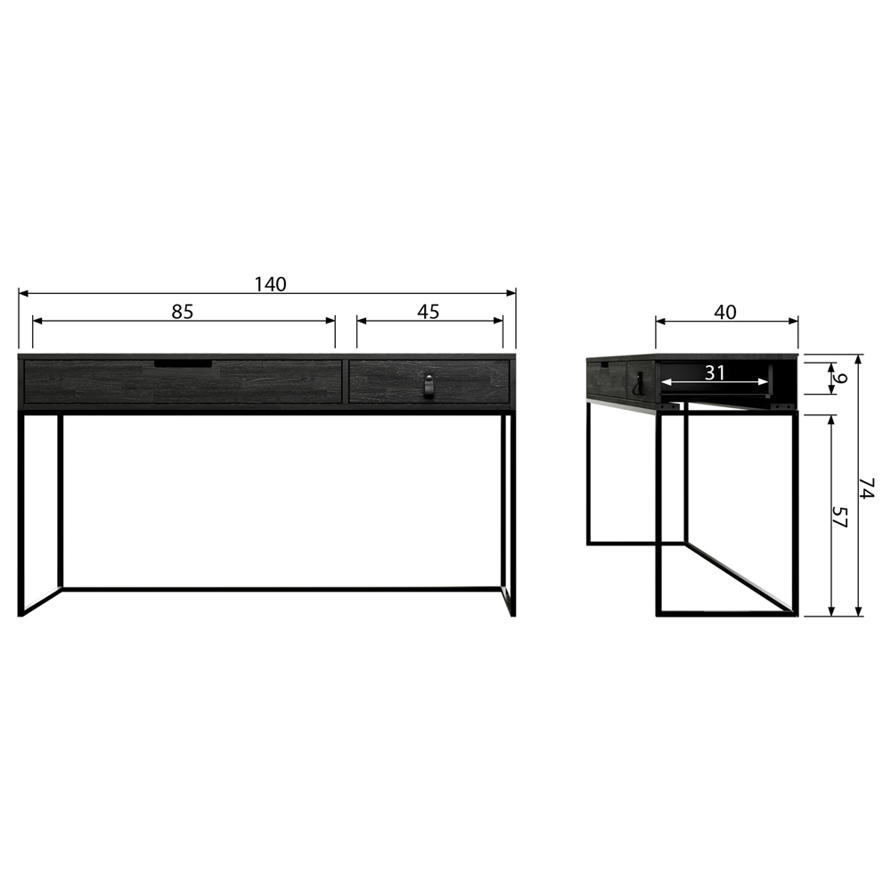 woood Konsolentisch Silas 140 cm Beistelltisch schwarz