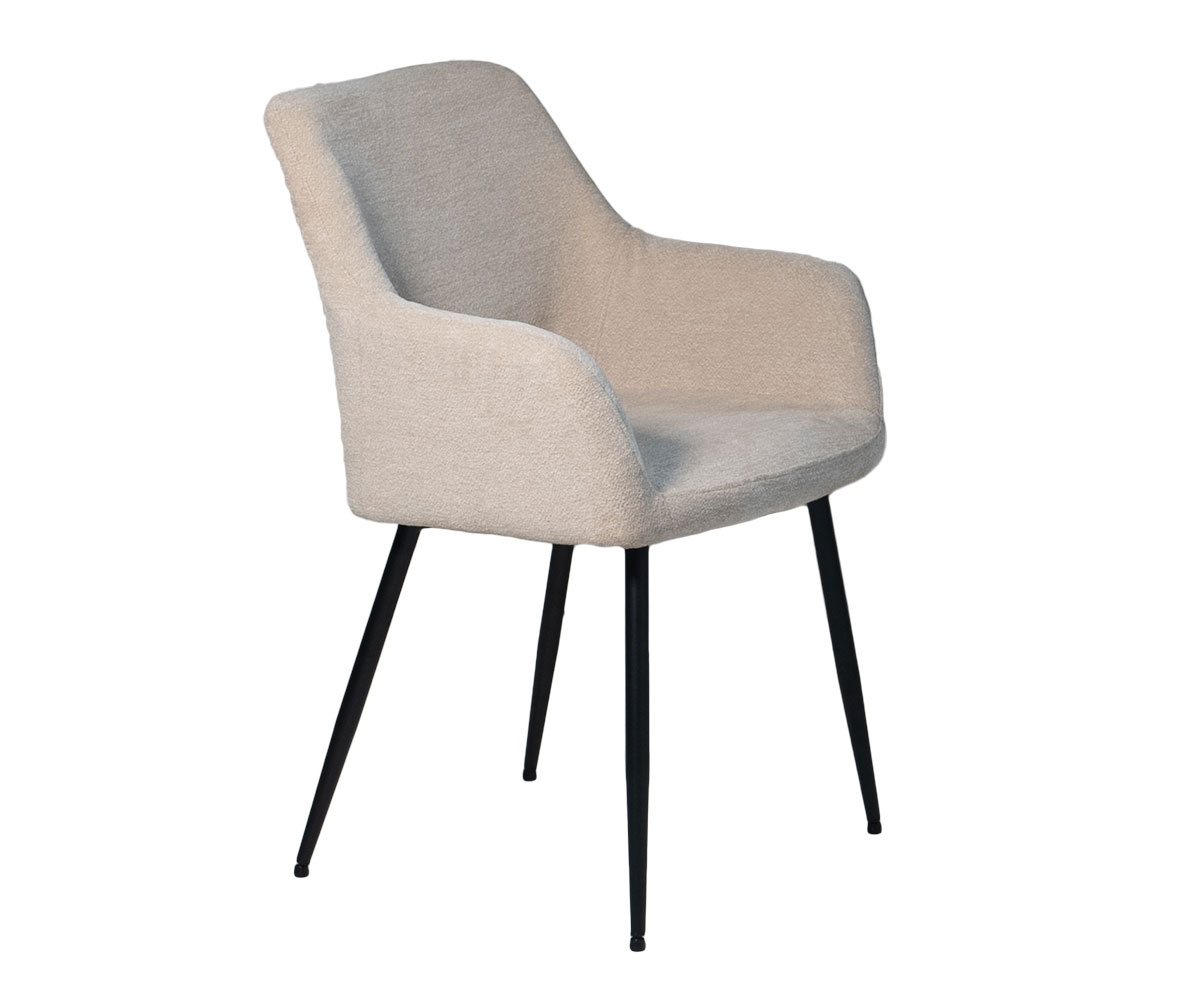 Esszimmerstuhl Stuhl Maribell mit Armlehne Metall Bezug beige