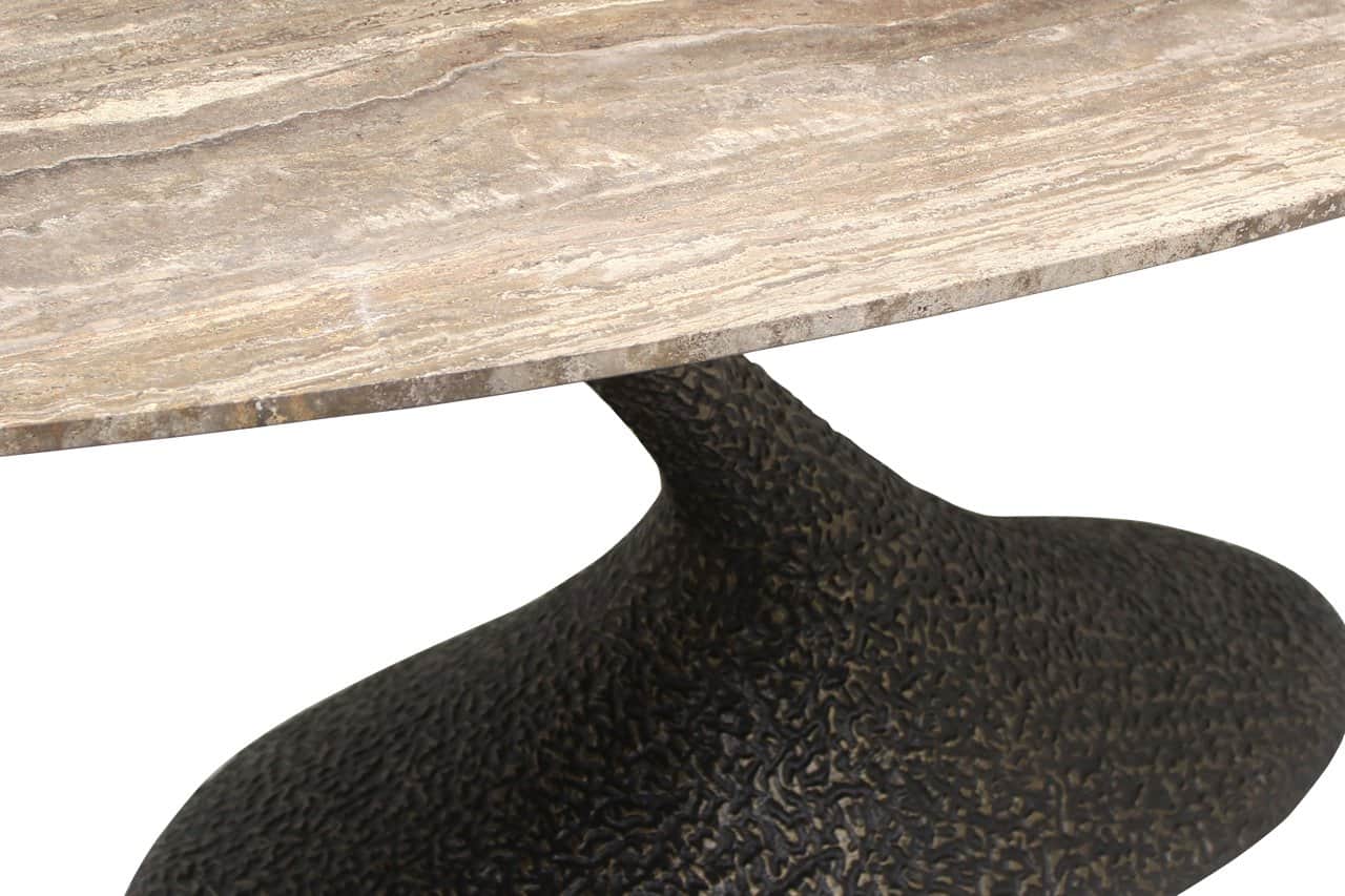 Esstisch Russo oval 235 x 110 cm Travertine braun Aluminium