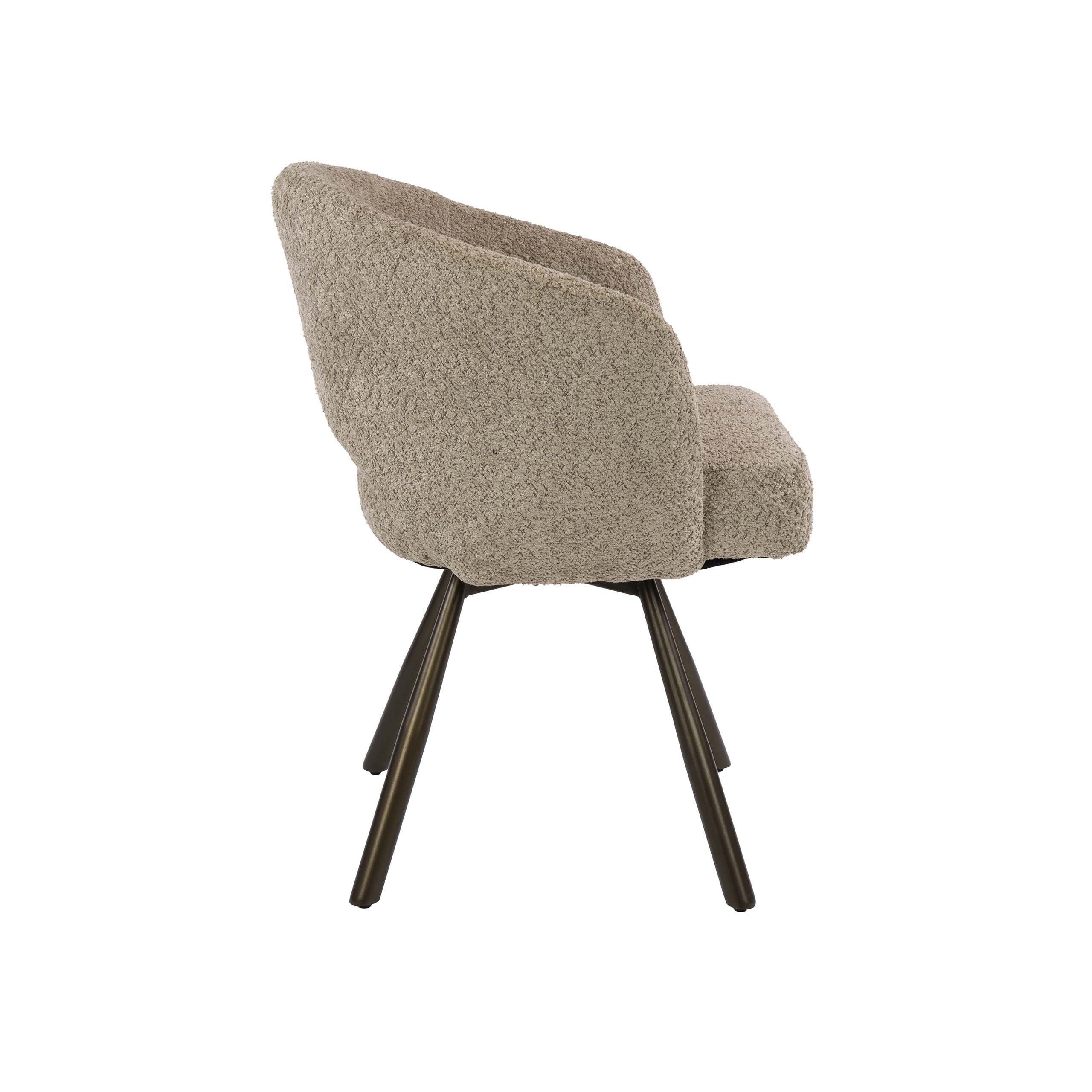 2er Set Esszimmerstuhl JORDY drehbar Bouclé sand braune Beine