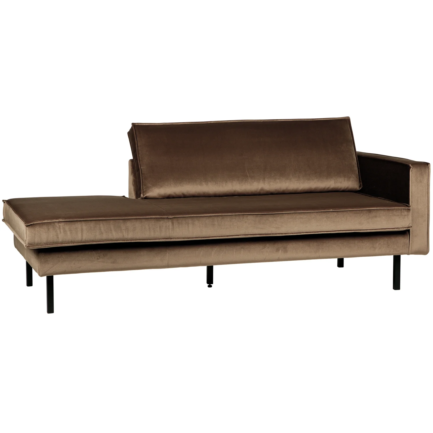 Sofa Chaiselongue RODEO Recamiere Samt taupe rechts Tagesbett
